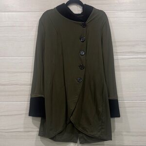 VENUS Olive Green Cardigan with Black Accents